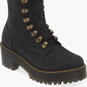 Dr. Martens Black Lace-Up Boots with Gold Eyelets